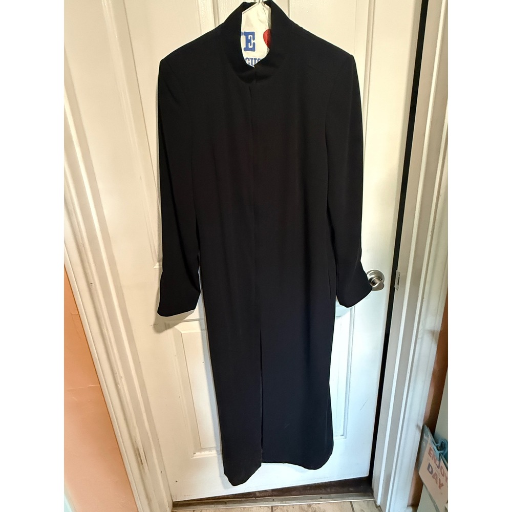 Harve Benard by Benard Holtzman Black Maxi Coat Mock Neck Full Zip Women Size 8
